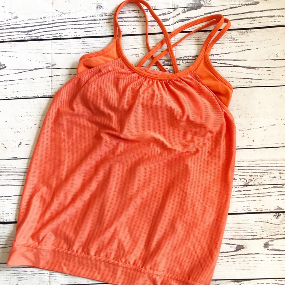 ATHLETA l XS coral hidden agenda tank
